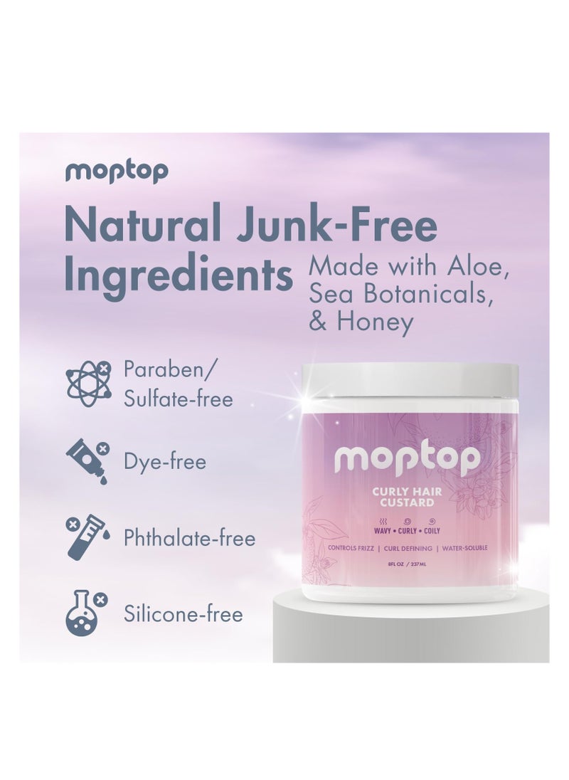 MopTop - MopTop Curly Hair Custard Gel for Waves, Coils & Kinks - Anti-Frizz Curl Moisturizer, Definer & Lightweight Activator with Aloe, Great for Dry Hair, 8oz - Image 1