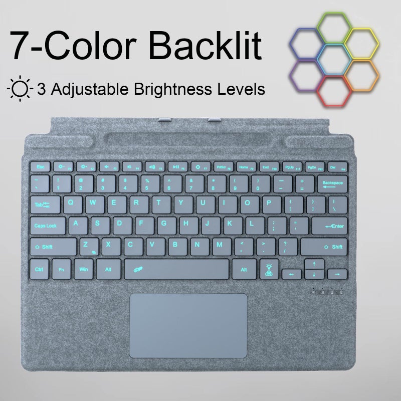 mobee Keyboard for Microsoft Surface Pro Copilot+ (11th Edition) / Pro 11/10 / 9/8 / X, 13 inch, Detachable Type Cover with Touchpad, Pen Holder (Ice Blue) - Image 5