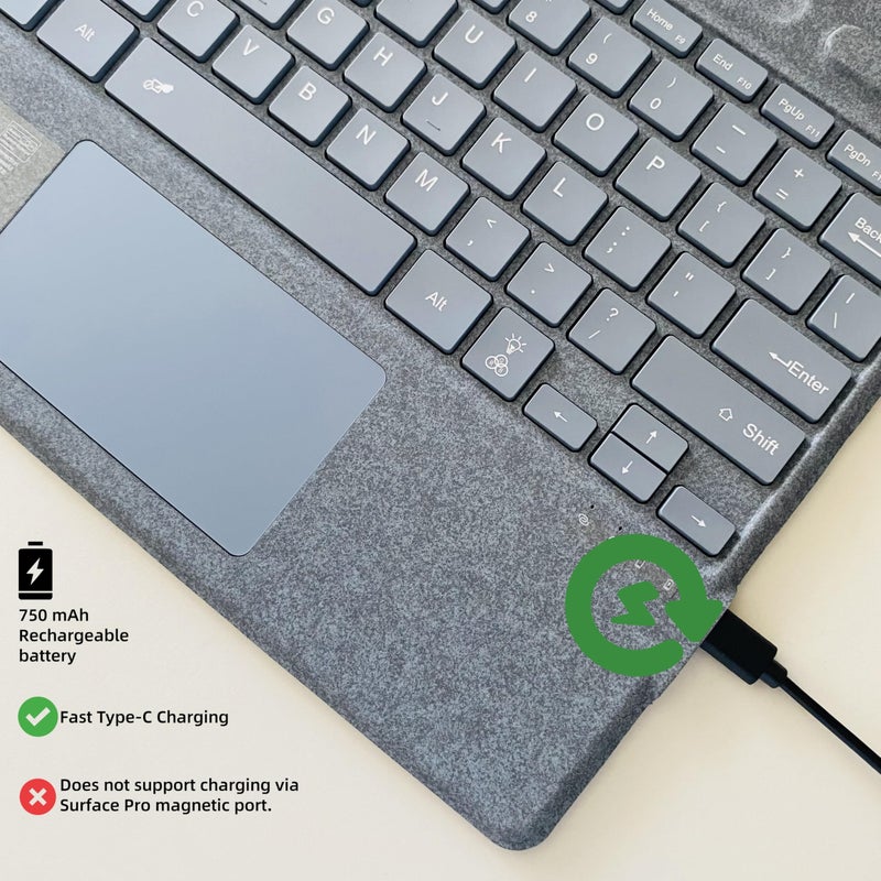 mobee Keyboard for Microsoft Surface Pro Copilot+ (11th Edition) / Pro 11/10 / 9/8 / X, 13 inch, Detachable Type Cover with Touchpad, Pen Holder (Ice Blue) - Image 4