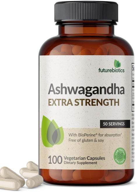 Ashwagandha Extra Strength Stress & Mood Support with BioPerine 100 Capsules 50 Servings