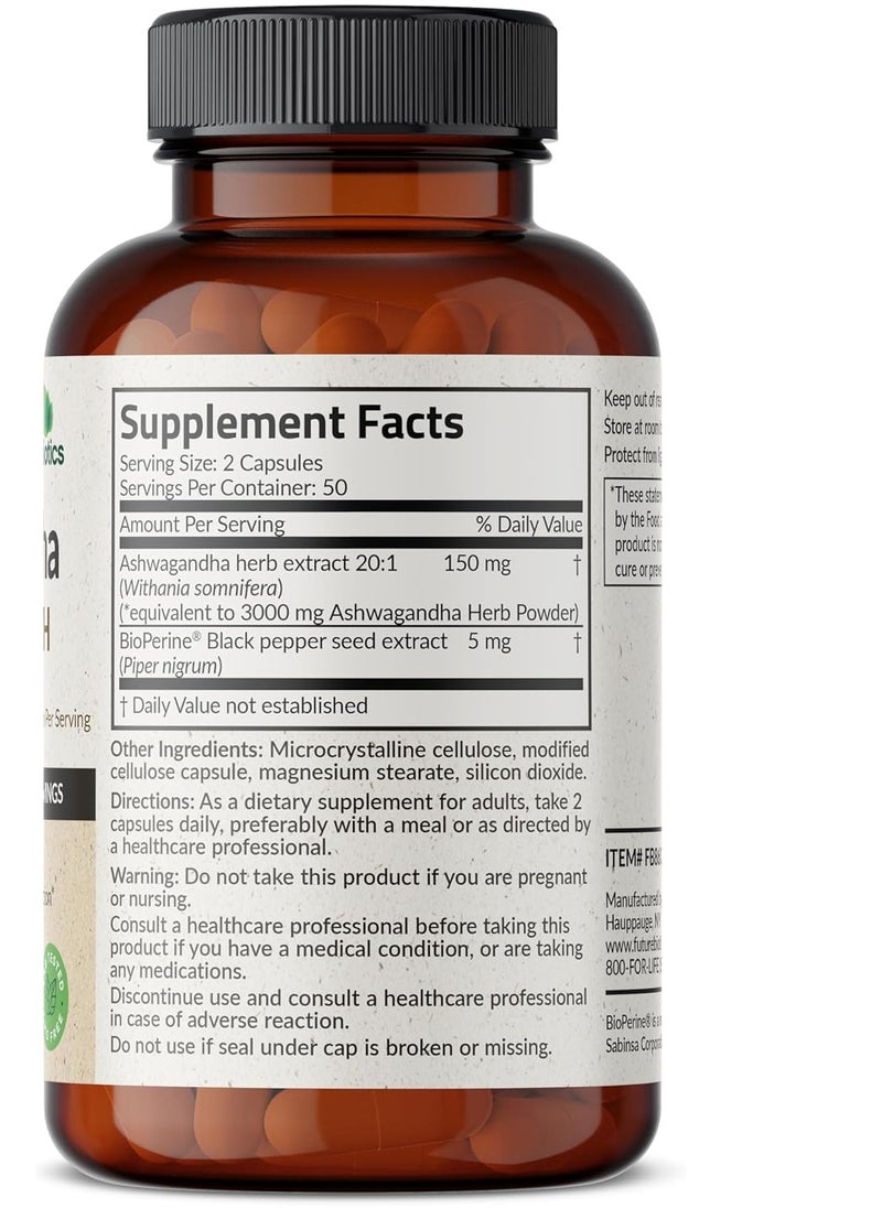 Ashwagandha Extra Strength Stress & Mood Support with BioPerine 100 Capsules 50 Servings