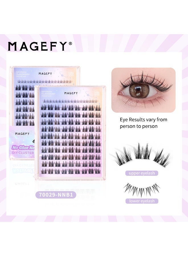 MAGEFY طقم رموش صناعية ذاتية اللصق، 108 مجموعة، بدون حاجة للصمغ أو مزيل المكياج، رموش صناعية بنظام الضغط، مجموعات رموش ملحقة مسبقًا، طقم تمديد رموش افعلها بنفسك، مناسب للمبتدئين. - Image 1