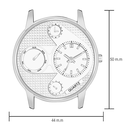 Acnos Slimline White Dial Silver Case Black Leather Belt Analogue Watch for Men Boys Pack of 1 - Image 3