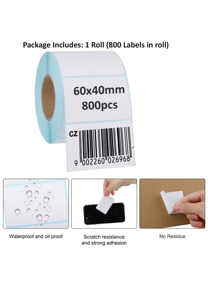 Rubik - 60x40mm Direct Thermal Printer Labels Roll of 800pcs Self Adhesive Stickers Use for 70GSM Barcode Address Shipping Postage - Image 1