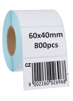 60x40mm Direct Thermal Printer Labels Roll of 800pcs Self Adhesive Stickers Use for 70GSM Barcode Address Shipping Postage