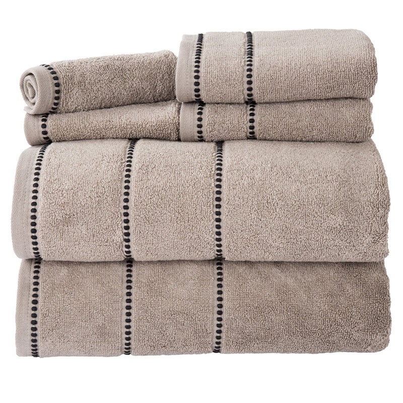 Lavish Home 6 Piece Bathroom Towels Set - 525GSM 100% Cotton Bathroom Essentials - 2 Bath Sheets, 2 Hand Towels, and 2 Wash Cloths for Bath, Shower, Gym, Spa, and Dorm Room (Taupe) - Image 1