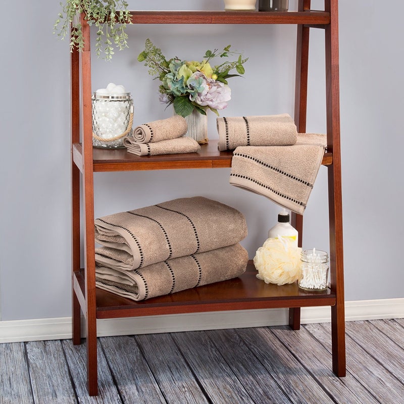 Lavish Home 6 Piece Bathroom Towels Set - 525GSM 100% Cotton Bathroom Essentials - 2 Bath Sheets, 2 Hand Towels, and 2 Wash Cloths for Bath, Shower, Gym, Spa, and Dorm Room (Taupe) - Image 2