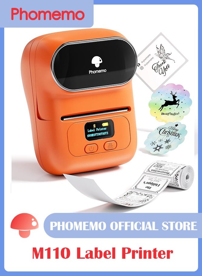 phomemo M110 Label Maker Machine with 50mm Print Width, Portable Bluetooth Thermal Label Printer, Barcode Printer for Clothing, Jewelry, Retail, Mailing, Compatible with Android IOS System (Orange) - Image 1