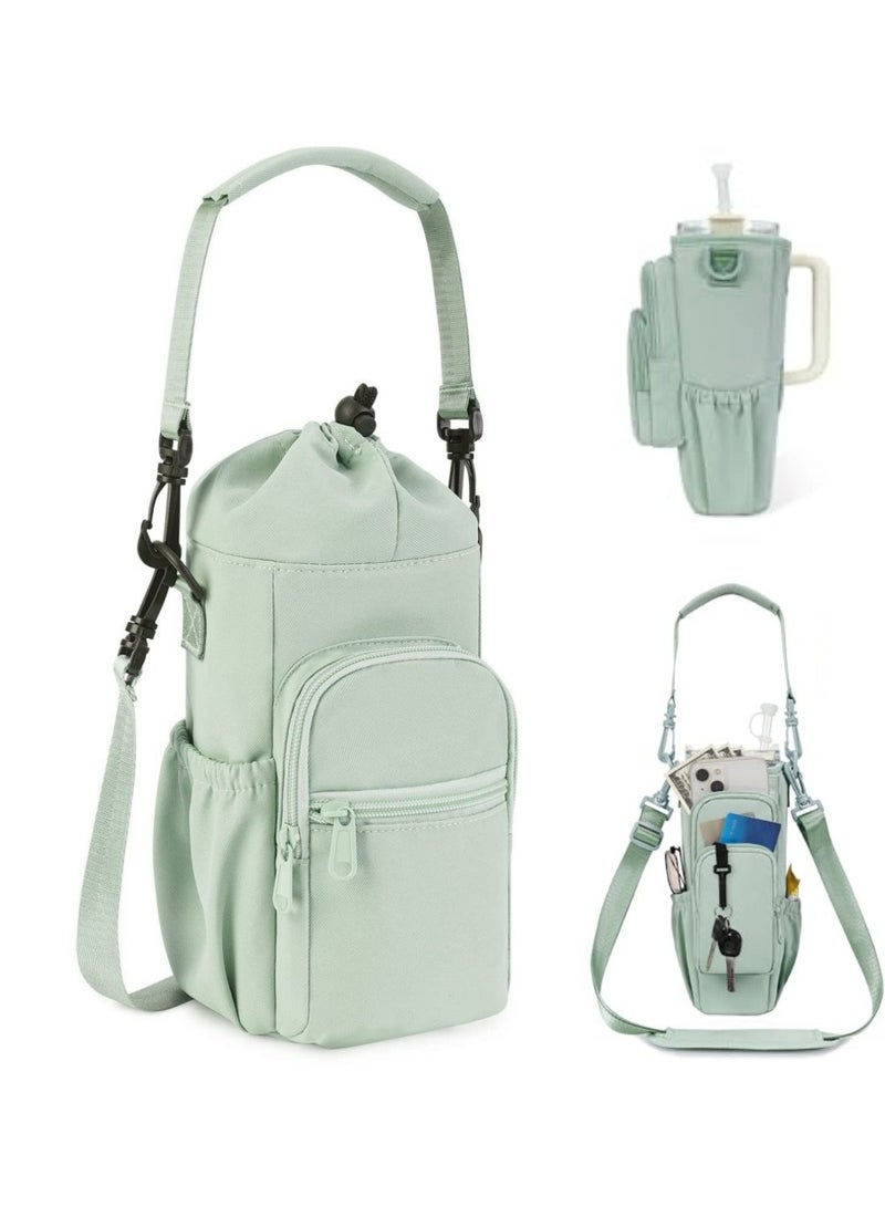 Mmmon Water Bottle Holder with Strap 32oz 40oz Insulated Water Bottle Carrier Sling Bag with Phone Pocket Crossbody  - Image 1