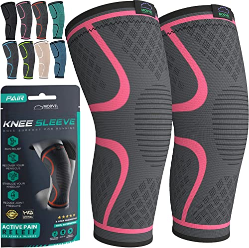 Modvel 2 Pack Knee Brace for Women & Men - Workout Knees Compression Sleeve for Knee Pain Relief Joint Support for ACL, Arthritis, Meniscus Tear Knees Brace for Sports, Rodilleras para Gym Fitness - Image 2