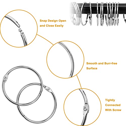 LULARINE Shower Curtain Hooks Rings,24 Pcs Rustproof Metal Shower Hooks for Shower Curtain,Glide Smoothly Round Shower Rings for Curtain,Shower Curtain Rings for Bathroom Shower Rod,Snap Joint Design (Silver) - Image 4