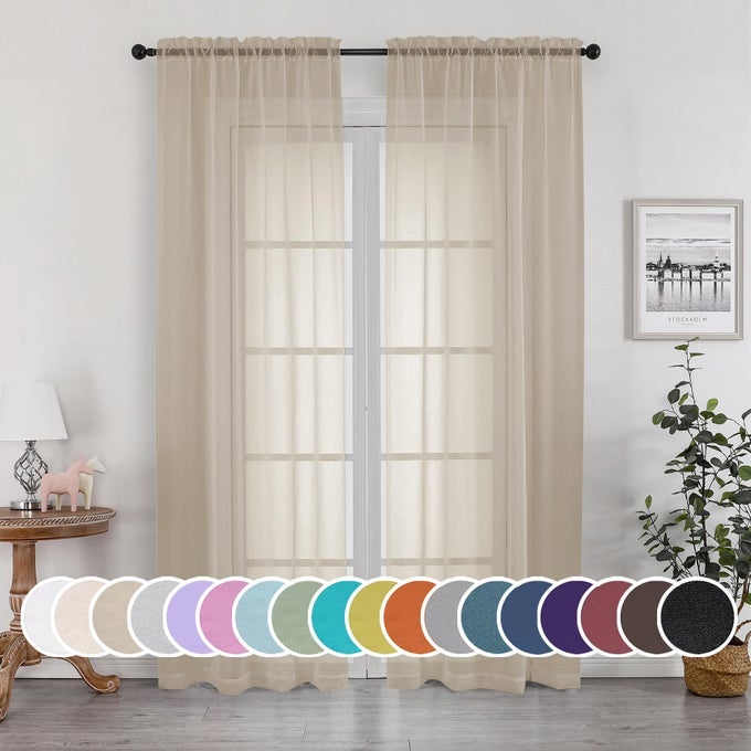 TAUPE SHEER CURTAINS 84 INCHES LONG FOR BEDROOM LIVING ROOM 2 PANELS SET ROD POCKET SOLID TAUPE CURTAIN SOFT TOUCH ELEGANT VOILE CURTAINS DRAPES FOR NURSERY 42X84 2 PCS