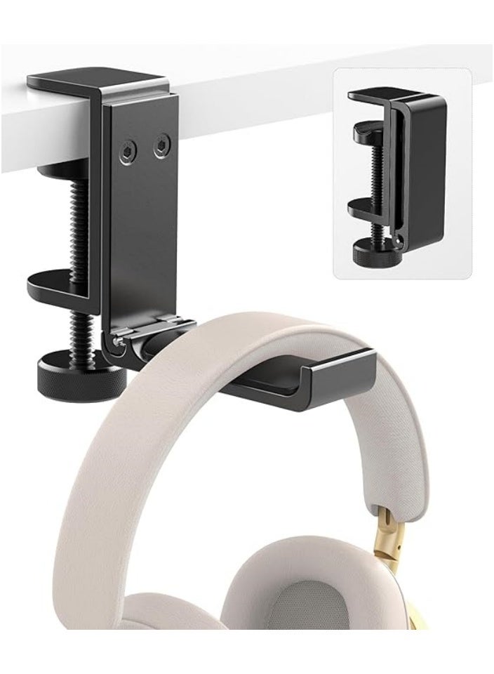New Foldable Headphone Stand Hanger Holder Aluminum Headset Soundbar Stand Clamp Hook Under Desk Space Save Mount, Universal Fit Gaming Headphones - Image 1