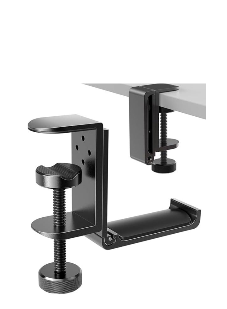 New Foldable Headphone Stand Hanger Holder Aluminum Headset Soundbar Stand Clamp Hook Under Desk Space Save Mount, Universal Fit Gaming Headphones - Image 2