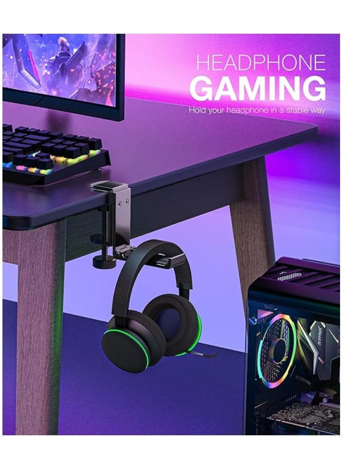 New Foldable Headphone Stand Hanger Holder Aluminum Headset Soundbar Stand Clamp Hook Under Desk Space Save Mount, Universal Fit Gaming Headphones - Image 3