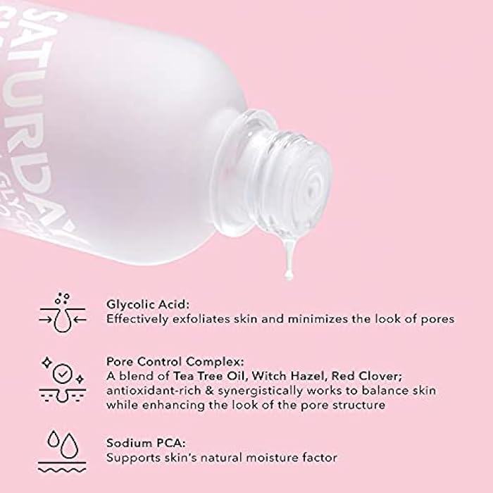 Saturday Skin Pore Clarifying Toner 10% Glycolic Acid&AHA Deep Cleansing Astringent Facial Toner,Hypoallergenic Skin-Purifying Face Toner to Cleanse, Recondition and Purify Skin, Non-Comedogenic - Image 2