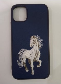 Case Shockproof Phone Case With Horse Embroidery Design For IPhone 11 In Blue  - Image 2