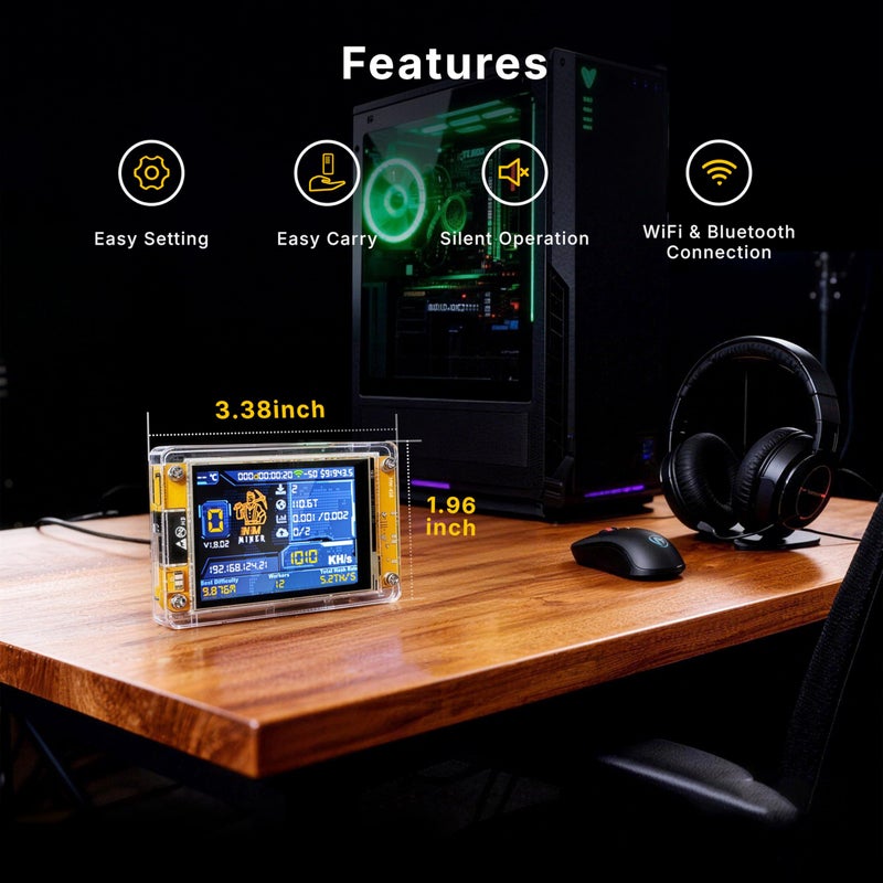 Heltec Automation Heltec Bitcoin Lottery Miner NerdMiner V2 ESP32 Solo Miner with 2.8'' Low Power Smart Display Crypto Miner 1030KH/s BTC Solo Miner - Image 4