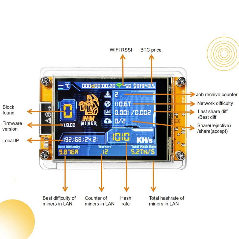 Heltec Automation Heltec Bitcoin Lottery Miner NerdMiner V2 ESP32 Solo Miner with 2.8'' Low Power Smart Display Crypto Miner 1030KH/s BTC Solo Miner - Image 5