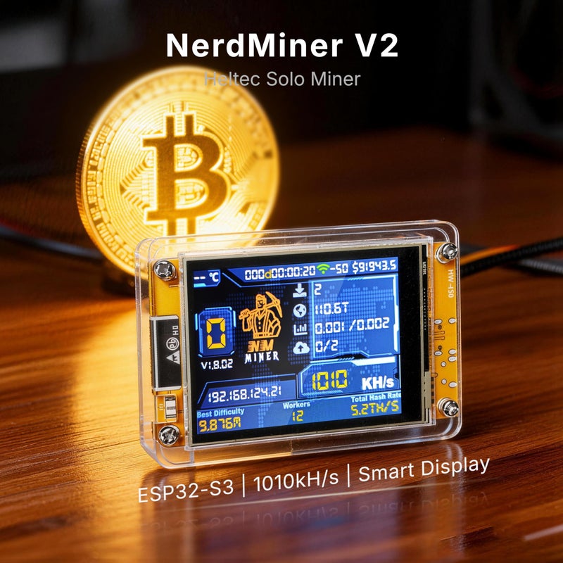 Heltec Automation Heltec Bitcoin Lottery Miner NerdMiner V2 ESP32 Solo Miner with 2.8'' Low Power Smart Display Crypto Miner 1030KH/s BTC Solo Miner - Image 2
