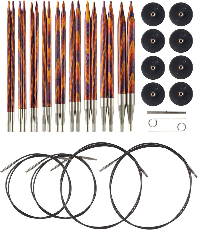 KnitPicks Options Wood Interchangeable Knitting Needle Set - US 4-11 (Radiant) - Image 1
