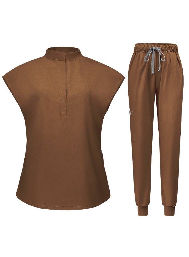 NIBEMINENT Scrubs  Jogger Scrub Sets Women Solid Color Breathable Work Clothes Lab Coat Uniform Hospital Doctor Work Wear - Image 1