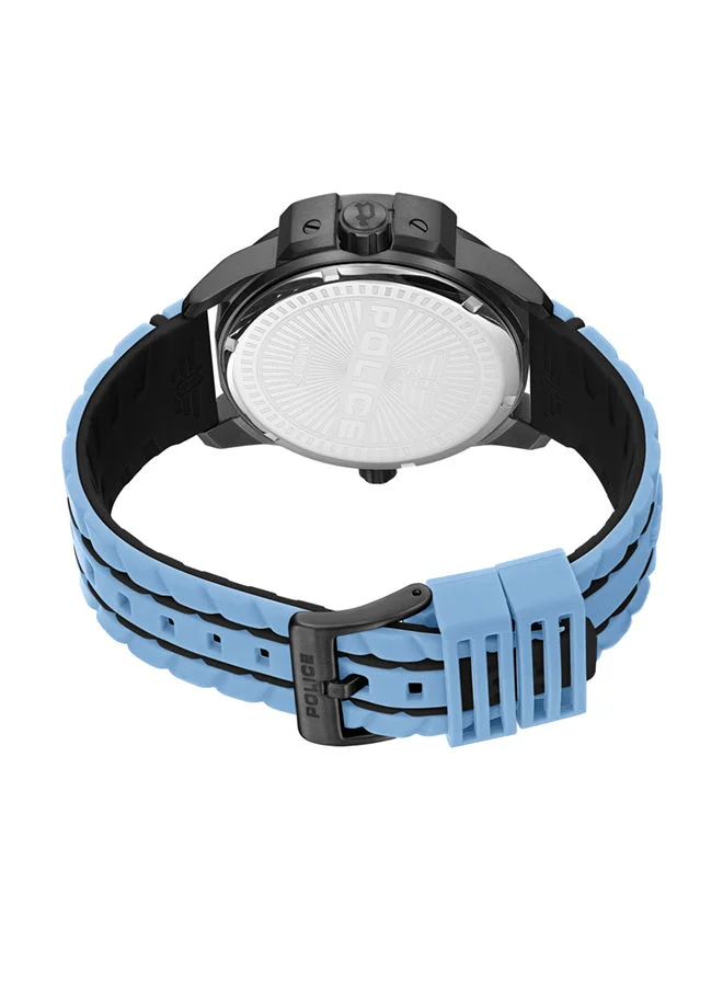 POLICE POLICE - Underlined Watch For Men Black & Blue Dial With Blue Silicone Strap - PEWJM0004204