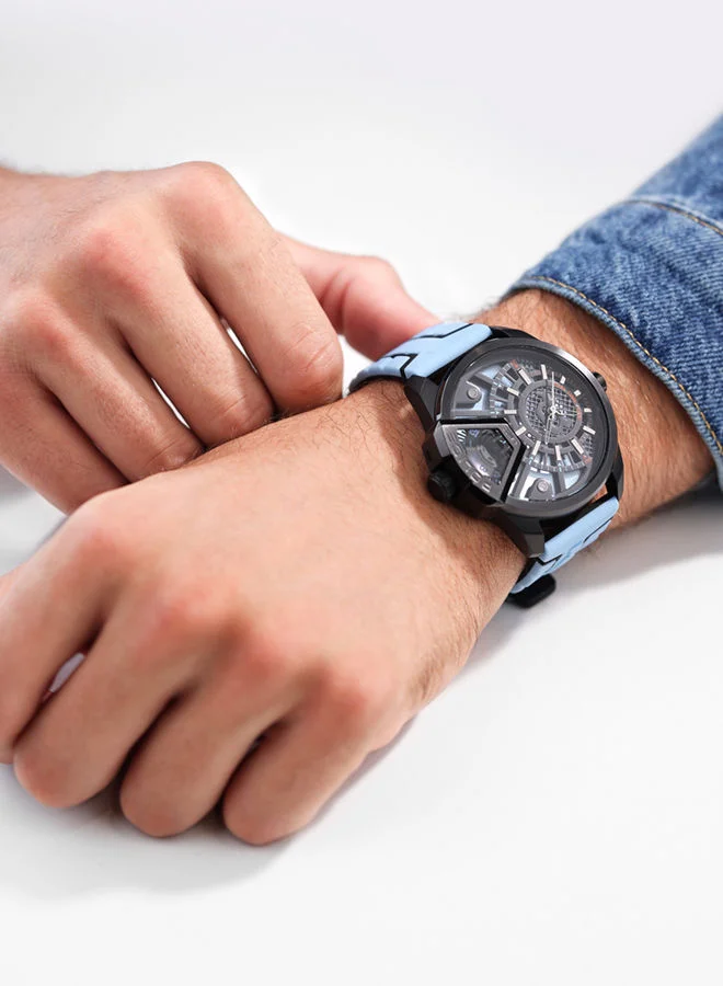 POLICE POLICE - Underlined Watch For Men Black & Blue Dial With Blue Silicone Strap - PEWJM0004204
