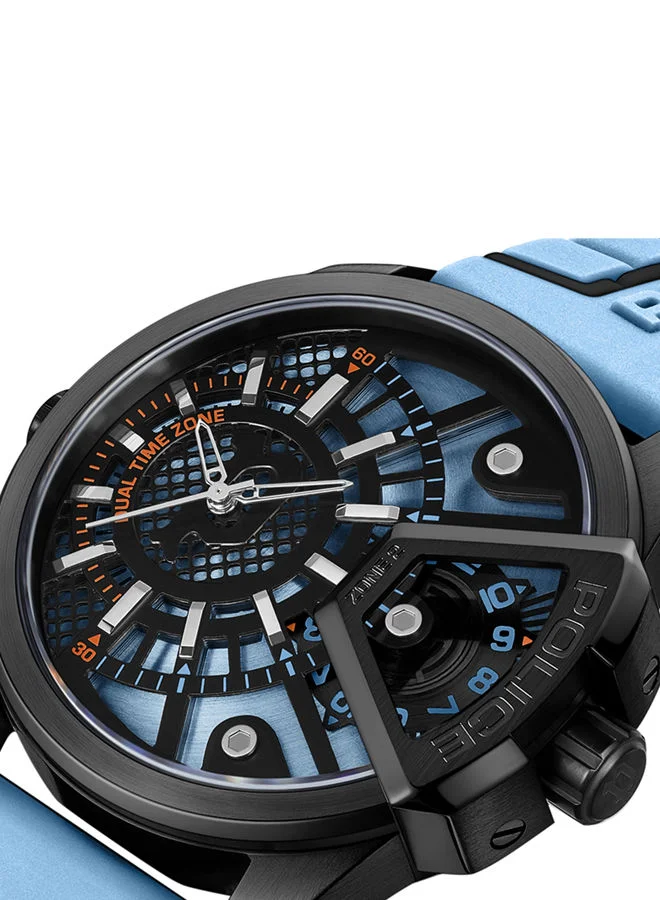 POLICE POLICE - Underlined Watch For Men Black & Blue Dial With Blue Silicone Strap - PEWJM0004204