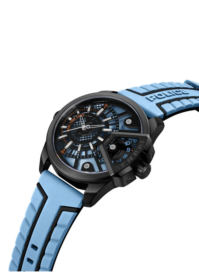 بوليس POLICE - Underlined Watch For Men Black & Blue Dial With Blue Silicone Strap - PEWJM0004204