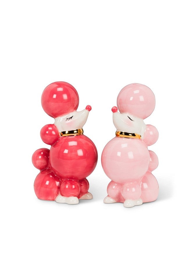 27-Pinkie-518 Pink Poodle Salt And Pepper Shaker Set, Pink, 3.5" H