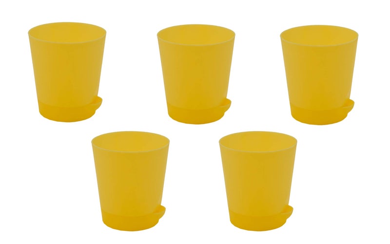 garbnoire Self Watering Planter Pot with Bottom Tray/Plate - (4 inch) Indoor Outdoor Balcony Plant Pot | Home Garden Office Flowering Container Cover | Living Room Decor (Yellow, 5) - Image 2