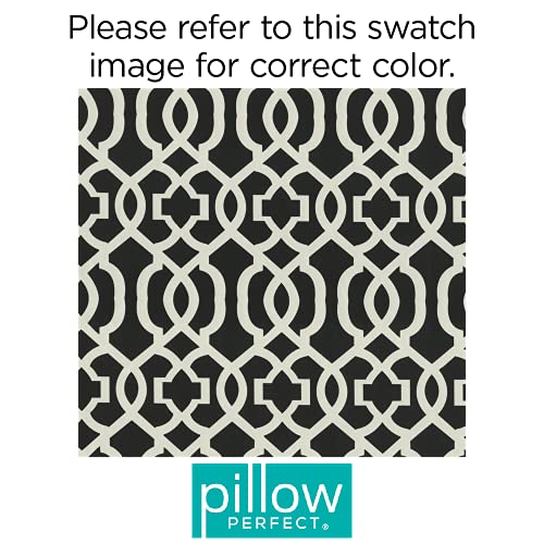 Pillow Perfect Trellis Indoor/Outdoor Chair Seat Cushion with Ties Squared Corner, Plush Fiber Fill, Weather, and Fade Resistant, 20" x 20", Black New Geo 2 Count - Image 4