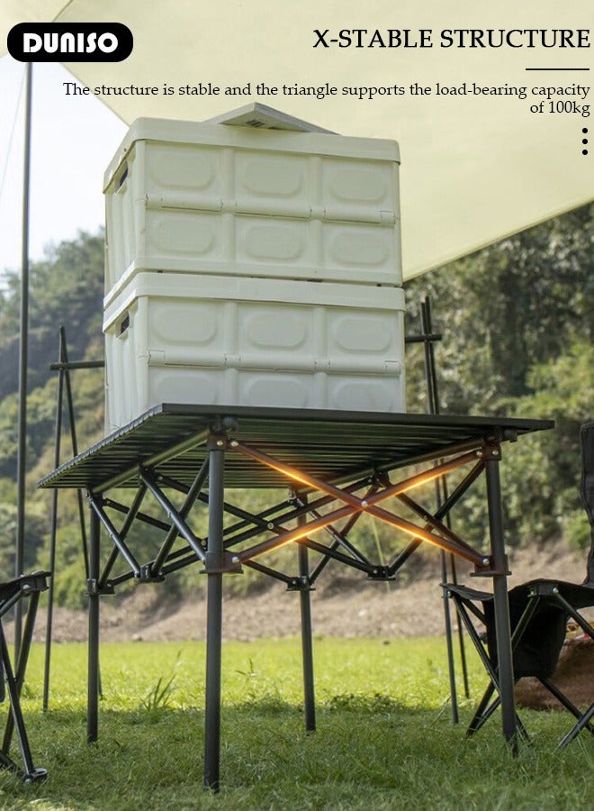 DUNISO Camping Table, Aluminum Roll-up Table with Easy Carrying Bag, Outdoor Portable Picnic Table, Lightweight Compact Folding Table for Beach, Camping, Picnic, Fishing, BBQ, Backyard, Party - Image 2