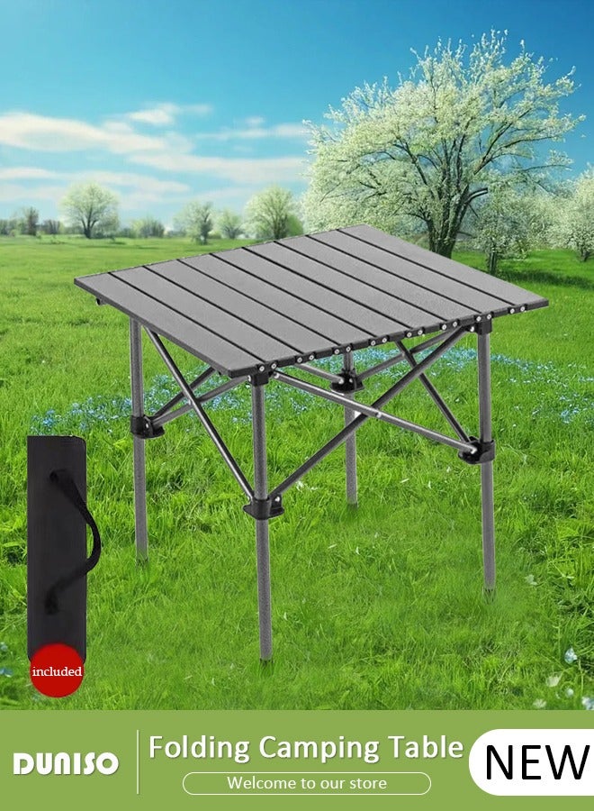 DUNISO Camping Table, Aluminum Roll-up Table with Easy Carrying Bag, Outdoor Portable Picnic Table, Lightweight Compact Folding Table for Beach, Camping, Picnic, Fishing, BBQ, Backyard, Party - Image 1