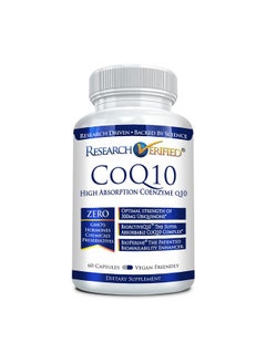 research verified Research Verified CoQ10-100% Pure Extra Strength 300mg CoQ10 - Improved Absorption and Bioavailability with Bioperine - Boost Antioxidant Levels, Improve Cardiovascular Health, 60 Vegan Capsules  - Image 1