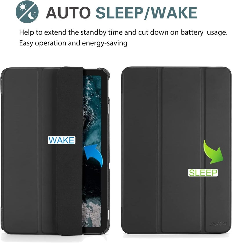 Procases Nokia T20 Tablet Case 10.36 Inch 2021, Slim Light Cover Trifold Stand Hard Shell Folio Case Smart Cover For 10.36” Nokia Tablet T20 Ta-1392 Ta-13797 Ta-1394 2021 Release -Black - Image 3