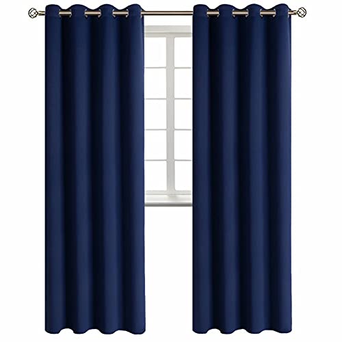 BGment Blackout Curtains for Living Room  Grommet Thermal Insulated Room Darkening Curtains for Bedroom 2 Panels of 52 x 95 Inch Navy