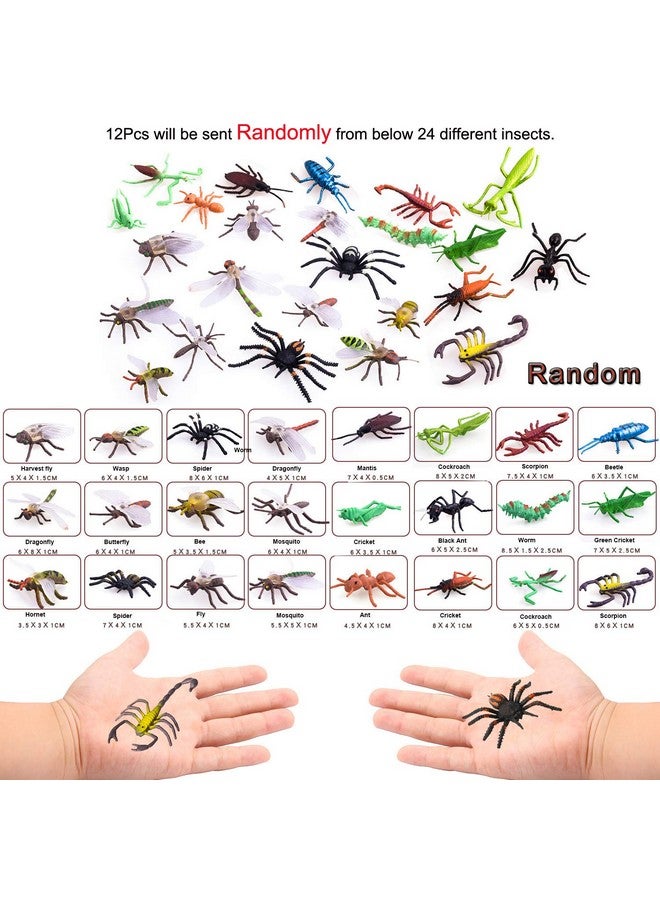 PINOWU 27pcs Bug Toy Figures Playset for Kids Boys, 2-6' Fake Insects - Spiders, Cockroaches, Scorpions, Crickets, Lady Bugs, Butterflies and Worms for Education and Christmas Party Favors - Image 3