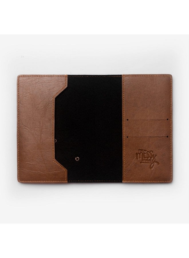 The Messy Corner Unisex Passport Cover for Men, Women | Work Save Travel Repeat | Vegan Leather Passport Cover Case | Travel Accessories | Tan - Image 3