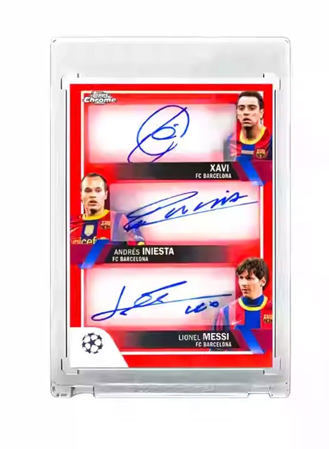 Topps Messi Xavi Iniesta Signature Football Card Autographed Trading Card Refractor Collector’s Edition Sports Memorabilia for Fans and Collectors - Image 1