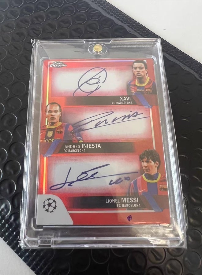 Topps Messi Xavi Iniesta Signature Football Card Autographed Trading Card Refractor Collector’s Edition Sports Memorabilia for Fans and Collectors - Image 4