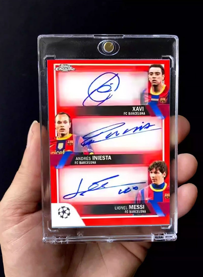 Topps Messi Xavi Iniesta Signature Football Card Autographed Trading Card Refractor Collector’s Edition Sports Memorabilia for Fans and Collectors - Image 2
