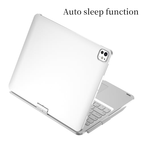 HENGHUI 360 Rotatable Touch Keyboard for iPad Pro 11 inch M5/M4 2025/2024 Backlight Trackpad Foldable Integrated Keyboard Case Cover,Silver - Image 4