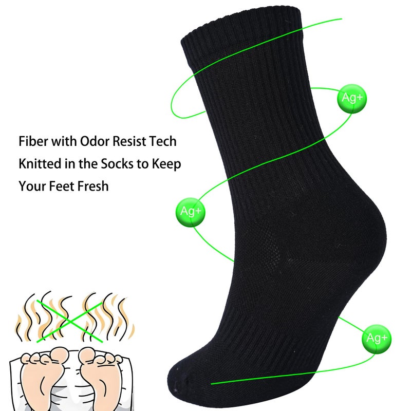 WindCrosser Womens 6-Pack Black Anti Odor Blister Resistant Seamless Breathable Cotton Crew Running Hiking Dress Socks, Size 6-10 - Image 4