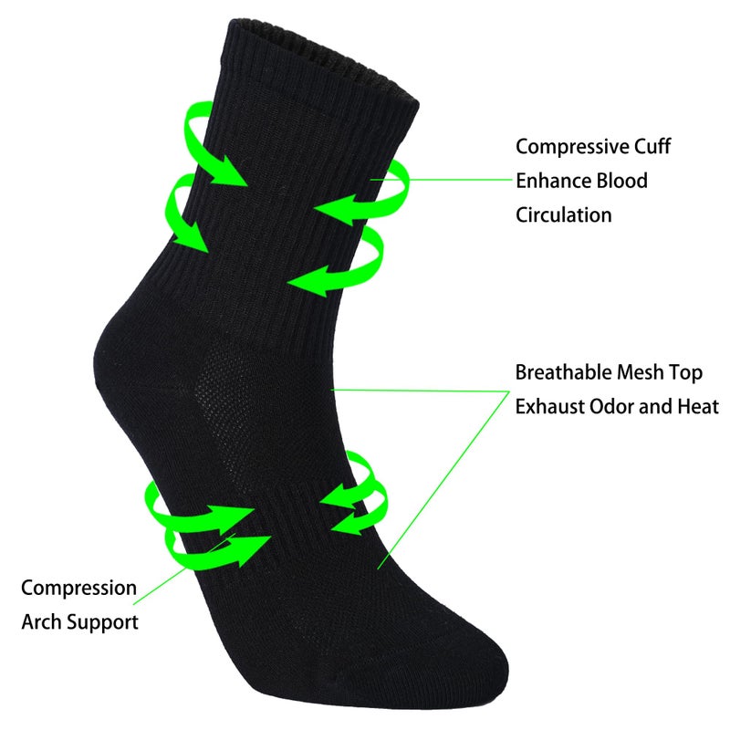 WindCrosser Womens 6-Pack Black Anti Odor Blister Resistant Seamless Breathable Cotton Crew Running Hiking Dress Socks, Size 6-10 - Image 3