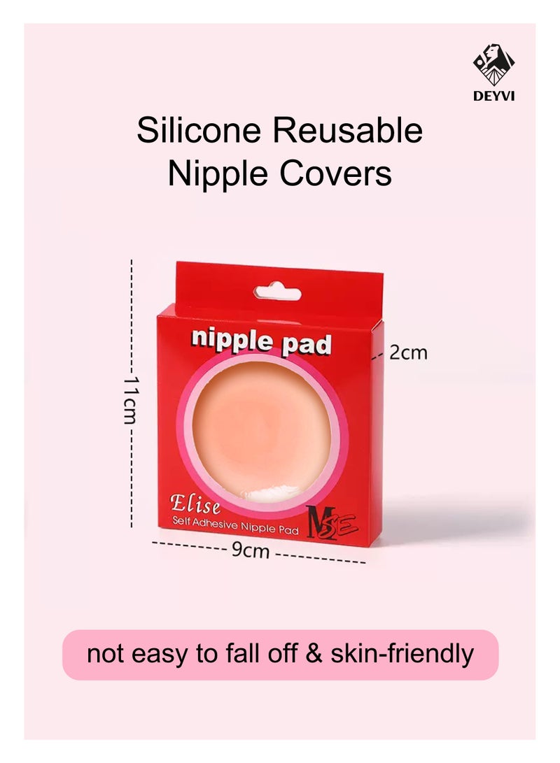 DEYVI Skin-Friendly Comfort Pads Silicone Sticky Bra Nipple Covers Support Reusable Ultra Soft Self Adhesive Breast  Covers with Storage Box for Women - Image 1