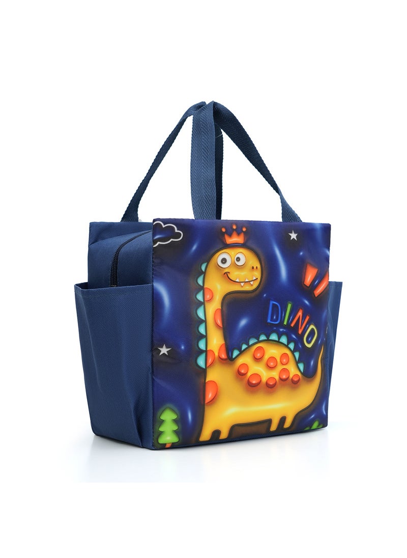 Generic Thick Insulated Lunch Bag Large Portable Cooler Tote Navy Dinosaur 