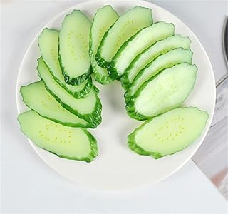 Skyseen 10 Pcs Artificial Lifelike Green Cucumber Slice Fake Vegetable Slices Decoration - Image 1