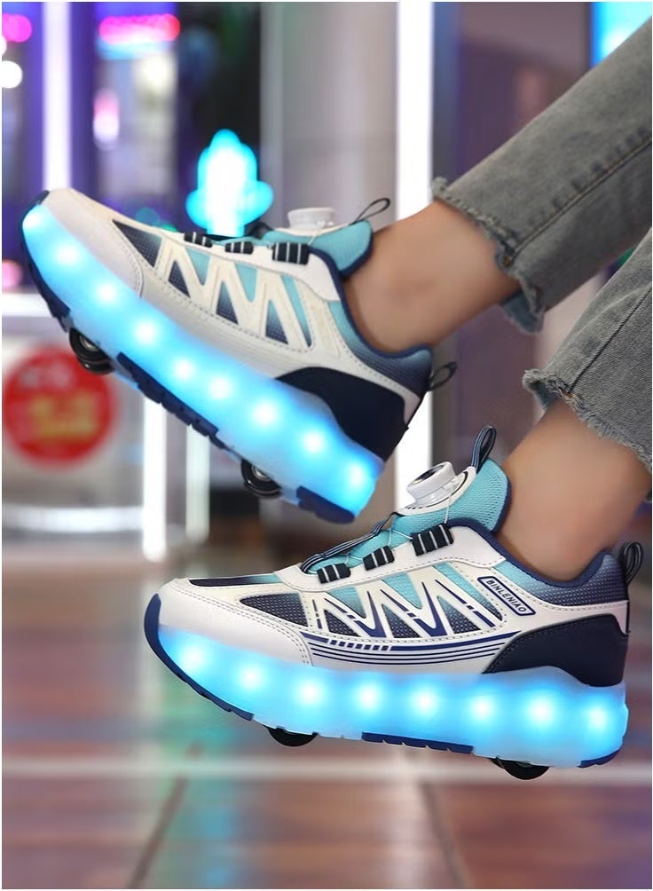 حذاء تزلج بعجلات 4 للصغار - حذاء رياضي بإضاءة LED قابل لإعادة الشحن - Image 5